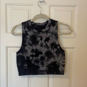 Champions - Tie-Dye Sleeveless Crop Top - Black and Gray S:L